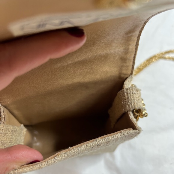 Beautiful Nina Arjani Canvas Buckle Bag Gold Chain A040123 - Picture 5 of 7